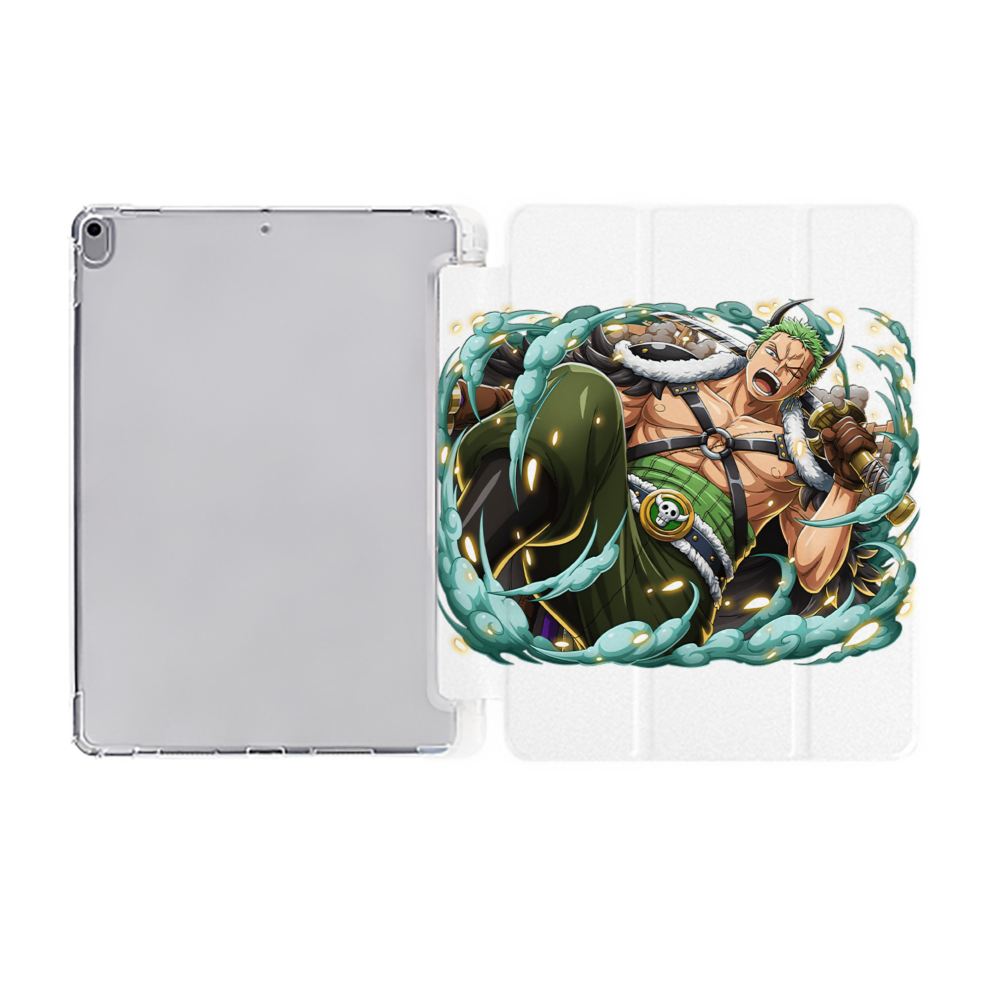 （画像用） ワンピース ロロノア・ゾロ ONE PIECE Roronoa Zoro IPad ケース ペン収納付き 三つ折りスタンド PUレザー×シリコン 対応機種9.5/10.5/10.9インチ